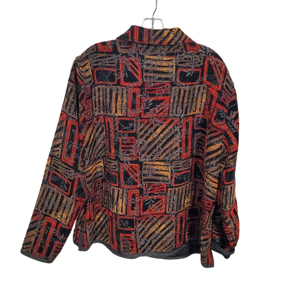 Coldwater Creek Size XL Jacket Reversible Tapestry Jacquard Chenille Velvety Art - Picture 5 of 15